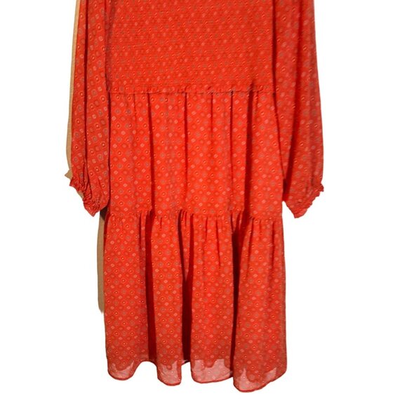 Time & Tru Orange Multi Patterned Long Sleeve Dress XXL Midi Dress. NWOT - Picture 5 of 12